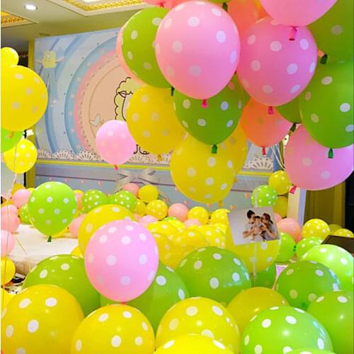 10pcs/lot 12 inch pink yellow Wave Point Latex Balloons Party Birthday Wedding decoration Polka dot Air balls Baby Shower