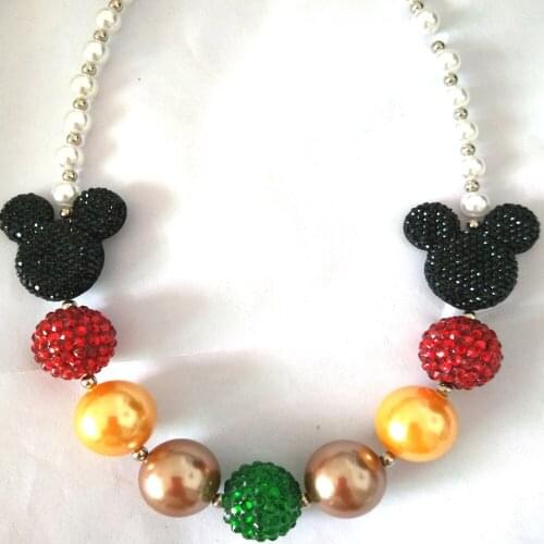 2019 New Mouse Charm chunky beads necklace baby girl chunky bubblegum necklace Child kids Birthday Gifts Party Dress Up Jewelry
