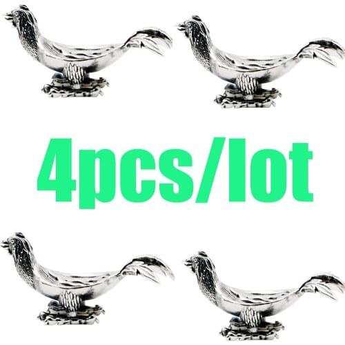 4pcs/lot Cock Cigar Holder Portable Cigarette Travel Stander 925 Sterling Silver Mini Smoking Stand Tools Accessories For Cohiba