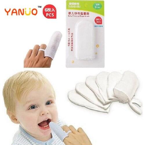 6pcs/set Gauze Finger Toothbrush Baby Oral Dental Teeth Cleaning Care Hygiene Kids Toothbrush Remove Tongue Coating Milk Stains