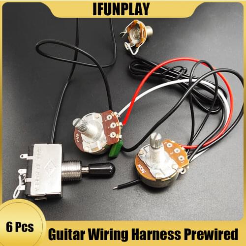 6set Electric Guitar Wiring Harness Prewired Kit 3 Way Toggle Switch 1 Volume 1 Tone 500K Pots