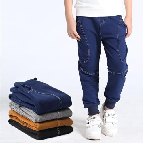 Child Boys Pants Spliced Solid Color Pants for boys 6 8 10 12 14 Years Casual Jogger Trousers Sportswe Cotton Pant Clothes 2020