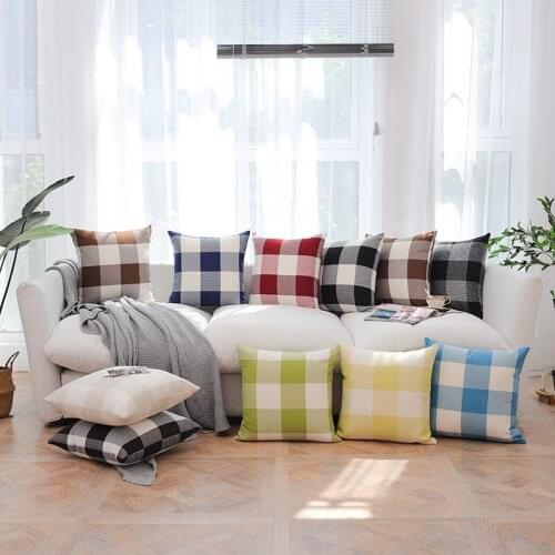 ZENGIA Buffalo Plaid Cushion Cover Farmhouse Striped Pillow Case Throw Pillow Cover For Sofa Decorative Linen Red Pillowcace