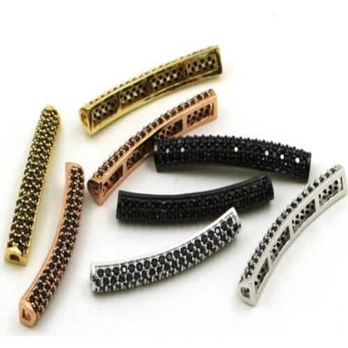 Black Nami Micro Half Full Pave Tube /Spacer tube shape tube/Jewlery supplies making bracelet