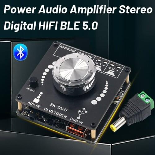 ZK-502H HIFI Bluetooth 5.0 TPA3116D2 Digital Power Audio Amplifier board 50WX2 Stereo AMP Amplificador Home Theater AUX USB