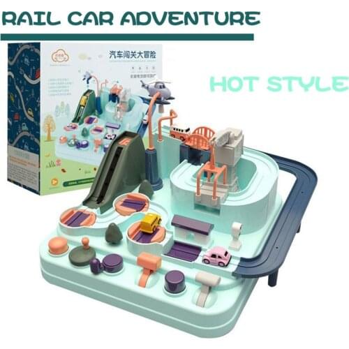 Kids Education Railcar Toy Eco-friendly Baby Adventure Toy Car Macaron Color Table Games Boy and Girl Puzzle Toys birthday gift