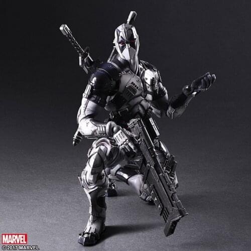 PLAY ARTS 27cm Marvel X-men Deadpool X-FORCE Grey PVC Action Figure Model Toys