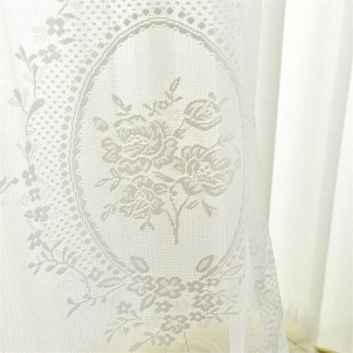European Lace Curtains for Living Room Bedroom White Sheer Curtains Custom Window Treatment Drape Rose Tulle Curtain Decor
