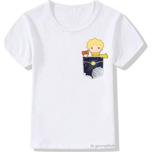 New summer style pocket little prince unisex kids t-shirt cotton short sleeve girls t shirt boys clothes summer kids tumblr tops