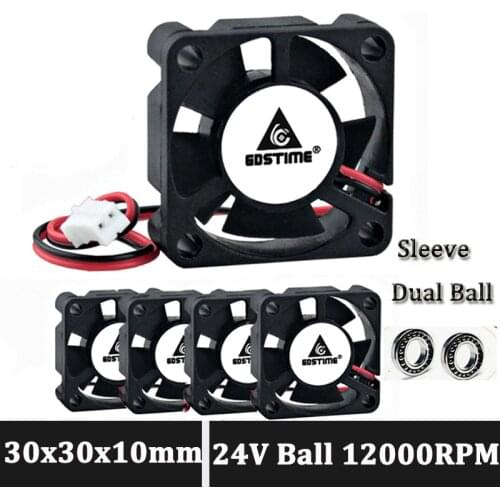 Gdstime 30mm 24V fan 3010 2Pin Ball Bearing 3CM 30x30x10mm Mini DC Brushless Cooling Fan