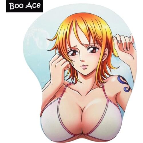 One Piece Nami Anime 3D Breast Chest Mouse Pad For cs go Gaming Mouse Mat with wrist rest Height 3.2cm Upgrade 2 WAY 2way Fabric