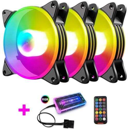 12cm Small 6 Pin Case Cooling Fan RGB Desktop Chassis Heatsink Cooler Color Changing Lamp Fan PC Desktop Radiatorfan