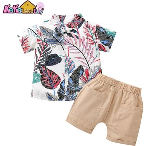 Summer Baby Boys Clothing Sets Printed Short Sleeve Shirt Shorts Outfit For Toddler Kids Clothes Casual Children Suit 1-5 Year