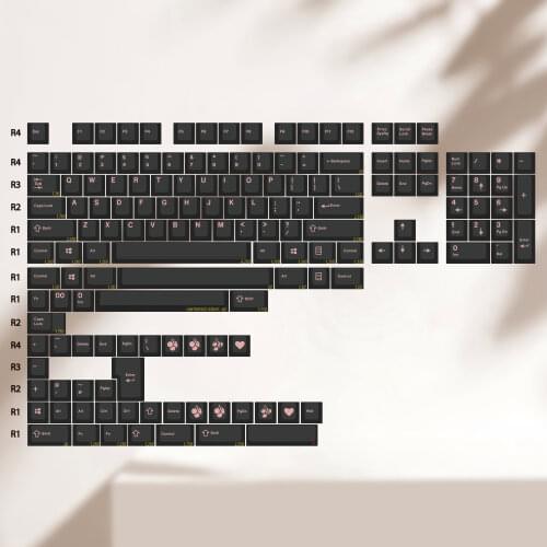 EnjoyPBT ABS Doubleshoot Pink on Black MX Mechanical Keyboard Keycaps Set 61/63/64/67/68/87/104 Layout