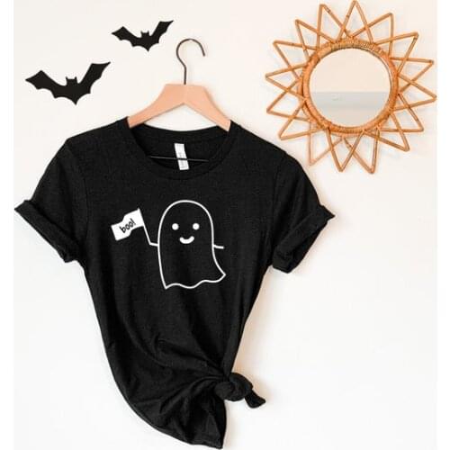 Cute Womens Halloween Shirts, Boo Shirt Ghost Cute Trick or Treat Funny Costume, Ghost Short Sleeve 100% Cotton harajuku y2k