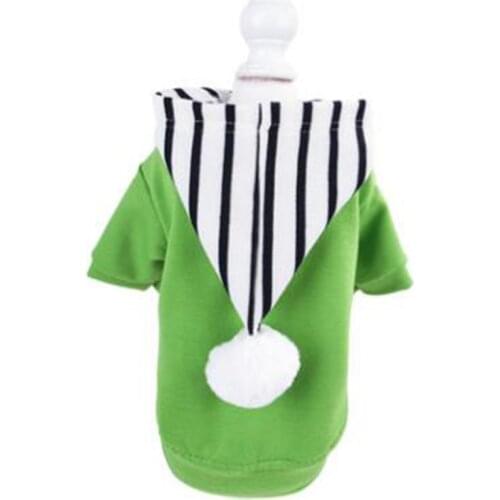 Cute Solid color Dog Costume with stripe hat For Pet Cat Teddy Small Dog Puppy Jacket Spring And Summer Coat Clothing Dress Sw