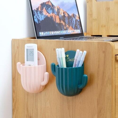 Cactus Wall Mounted Storage Box Mobile Phone Plug Holder Stand Rack Remote Control Pencil Toiletries Organizer Case Wall Decor