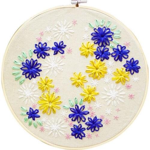 Flower Butterfly Unfinished Beginner Hand-stitched Craft Embroidery Kit Printed Needlework Cross Stitch Set Sewing Material Pack