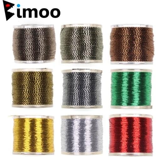 Bimoo 100Yard/Spool Flat Metallic Thread for Rod Wrapping Fly Tying Nymph Midge Streamer Jig Hook Tying Material 11 Colors