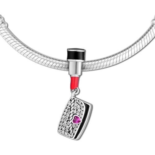 Fits for Pandora Charms Bracelets Lipstick,Clutch Bag Beads with Clear CZ 100% 925 Sterling Silver Jewelry Free Shipping