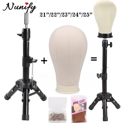 Nunify Wig Stand With Head 21"/22"/23"/24"/25" Canvas Mannequin Head Off White Displaying Making Styling Maniquin Wig Head