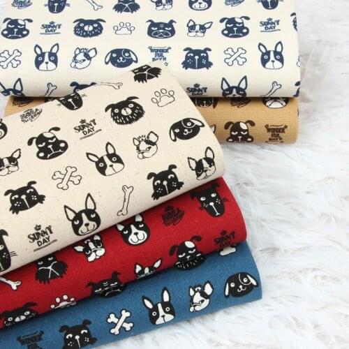 Half Yard Thicken Cotton Fabric Cute Dog Print handmade DIY Bag Table Cloth Sewing Telas CR-1064