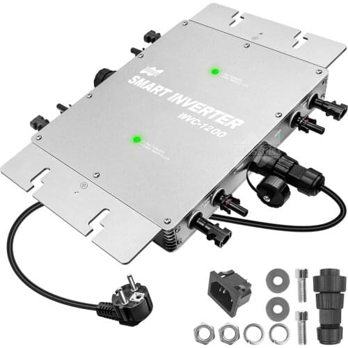 IP65 1200W MPPT Grid Tie Micro Solar Inverter, 22-50VDC to 80-280VAC, 45Hz ~ 64Hz for 4x400W Panels Max, Wifi modem monitor