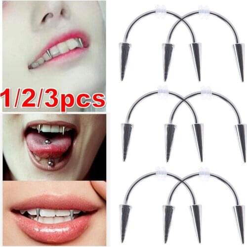 Tooth Decoration Medical Stainless Steel C Rod Smile Lip Tiger Tooth Nail Zombie Tooth Lace Nail Vampire Body Piercing Jewelry