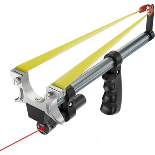 High Precision Stainless Steel Slingshot Straight Rod Telescopic Power With Red Laser Rubber Band Outdoor Hunting Catapult Tools