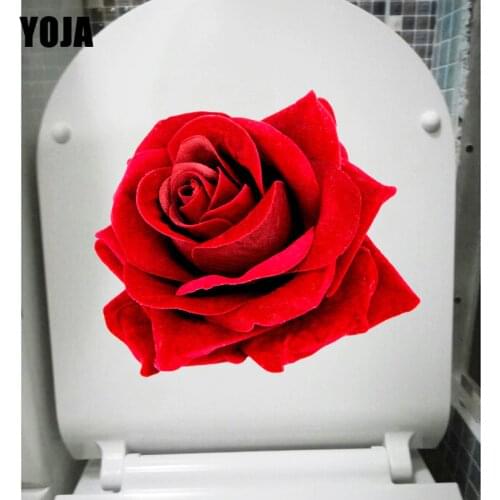 YOJA 20.5X18CM Romantic Red Rose House Decoration Living Room Wall Sticker Personality Toilet WC Decal T1-1949