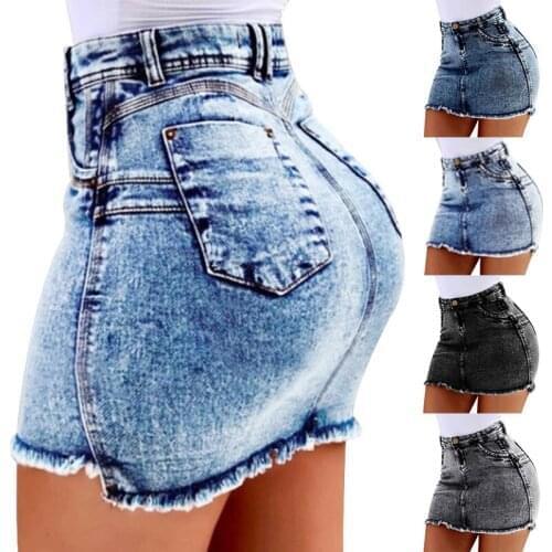 Womens Skirt Washed Tassel Sexy Bag Hip Short Skirts Fashion Casual Denim Hot Shorts For Female Summer