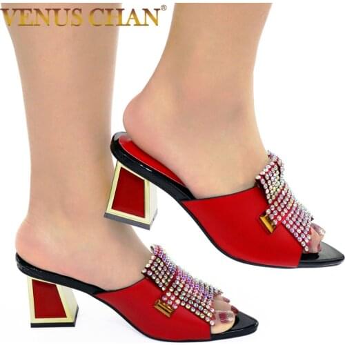 Woman Shoes 2021 Spring Latest African Women Weddding Pumps Rhinestone Wedding Party Shoe Nigerian Woman Sandals High Quality