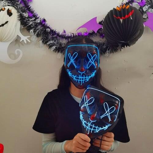 1pc Halloween Mixed Color Led Mask Party Masque Masquerade Masks Neon Maske Light Glow In The Dark Horror Mask Glowing Mask