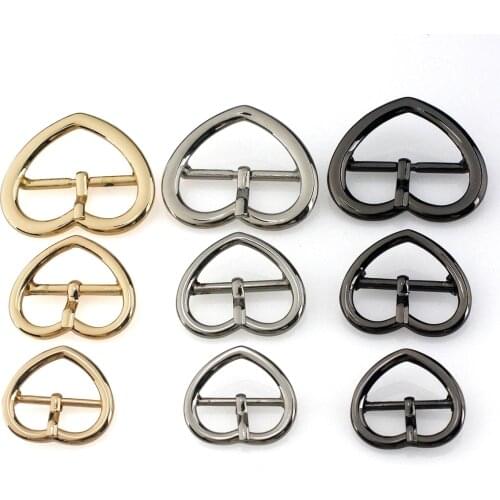 1pcs Metal Heart Belt Buckle New Style Fashion Single Pin Buckle for DIY Leather Craft Bag Strap Belt Garment Webbing 4 Sizes