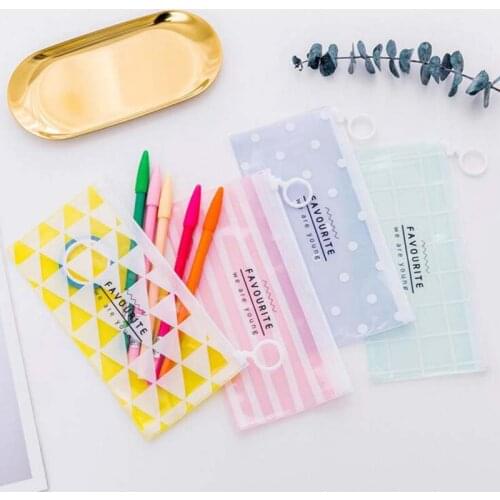 1PC PVC Waterproof Stationery Storage Bags Zipper Office Bills Files Sundries Organizers Student Transparent Pencil Bags Purse