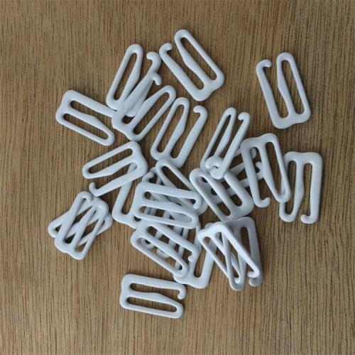100pcs white Metal iron+plastic Bra underwear strap Adjustment buckle Slides Hooks 9 Figure Sewing Lingerie15mm Accessories