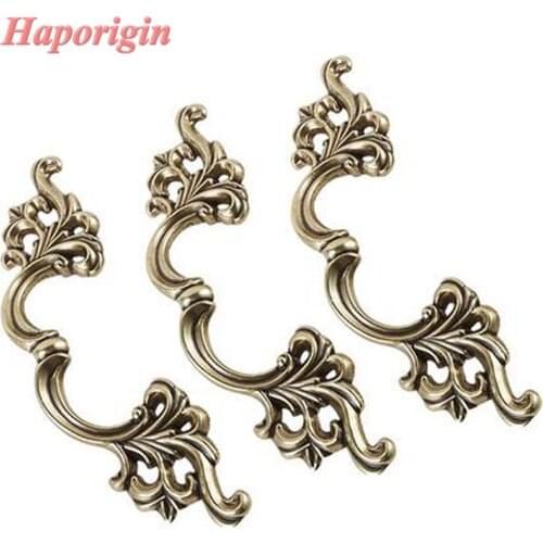 2x Antique Kitchen Cabinet Drawer Handles European Luxury Carved Cupboard Drawer Pulls Vintage Wardrobe Dresser Handle Furniture