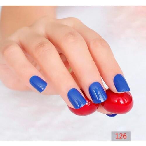 24pcs new hot buy refined sugar nail color cute fake nails Short paragraph Shiny dark blue N126