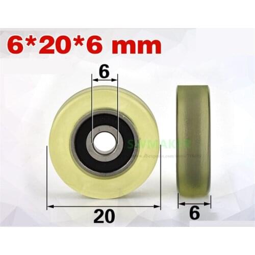 6*20*6mm F type 696zz rubber bearing pulley / roller, Pu soft polyurethane sorter, mute