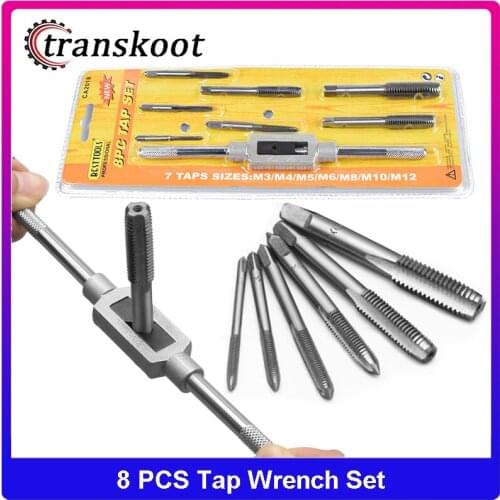 8pcs M3-M12 Metric Tap Wrench Set Drill Tapping Hand Tools Screw Metal Thread Tap Drills Holder Machine