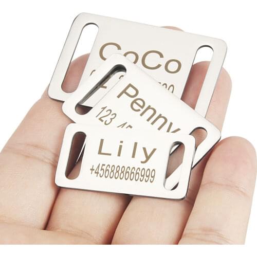 Custom ID Collar Accessories Stainless Steel Dog Tag Name Phone Engraved Dog Collar Nameplate For Puppy Cat