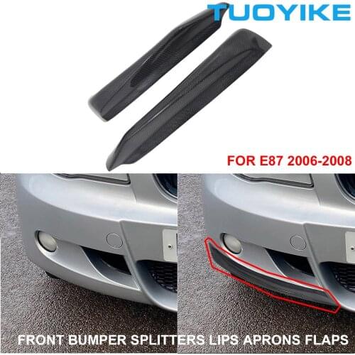 Car Styling Real Dry Carbon Fiber Front Bumper Splitters Lips Aprons Flaps For BMW 1-Series E87 2006-2008 Exterior Parts 2PCS