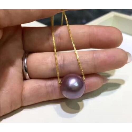 Free shipping luxury Noble jewelry Perfect AAA Quality 11-12mm Natural purple Pearl Pendant