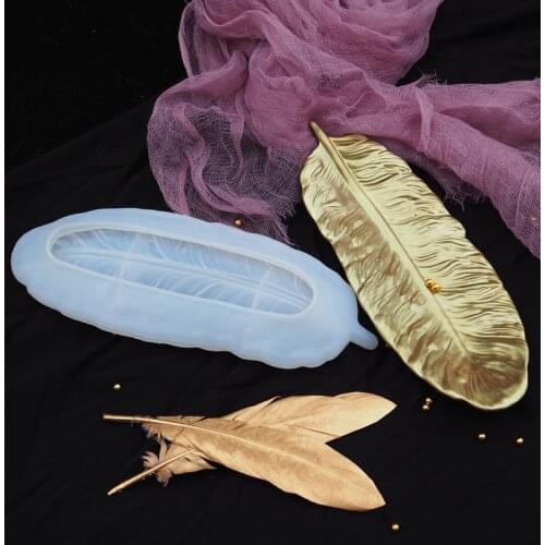 Large Feather Trinket Box Silicone Mold Plate Dish Make You Own Container Kawaii Resin Art Supplies Silicone Mold Resin Making