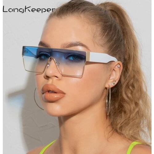 Oversized Square Sunglasses Women New Luxury Brand Trendy Flat Top Glasses Men Gradient Shades UV400 Lunette de soleil femme