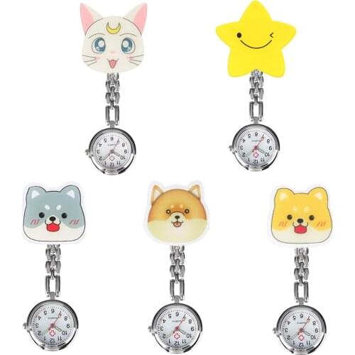 Plastic Cute Cartoon Pattern Ornament Nurse Premium Quartz Watches for Women Nurse Practical Luminous Function Pendant Watches