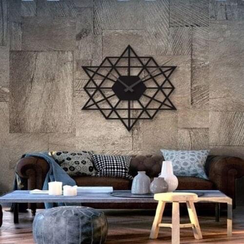 HLO 2021 Home Decoration Star Wooden Wall Clock Quality Material Stylish Living Room New Modern Horloge Murale Silent Mechanism