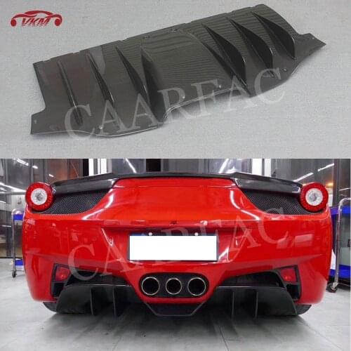Carbon Fiber Rear Lip Diffuser For Ferrari 458 2011-2014 FRP Fins Shark Style Skid Plate Car Bumper Guard