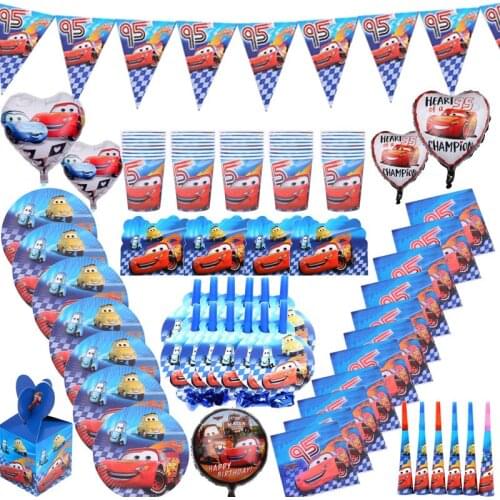 Disney Cars Birthday Party Decorations Kids Favor Lightning McQueen Paper Cups Plates Baby Shower Disposable Tableware Supplies