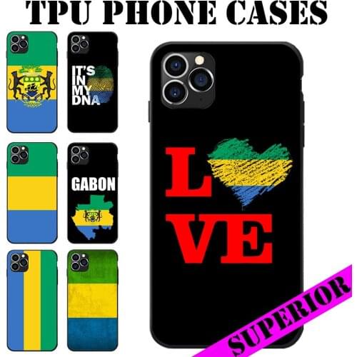 For REDMI 5 6 7 8 T 9 A S2 NOTE 10 PRO PLUS 5G Gabon Flag Coat of Arms Text Theme Soft TPU Phone Back Cases Covers